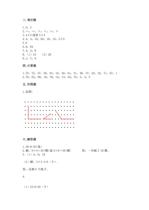 人教版数学二年级上册期末测试卷附答案（轻巧夺冠）.docx