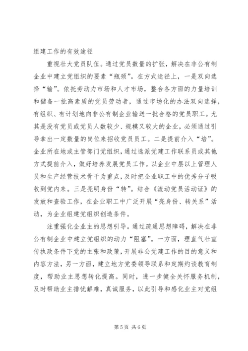 推进非公有制企业党组织组建工作.docx