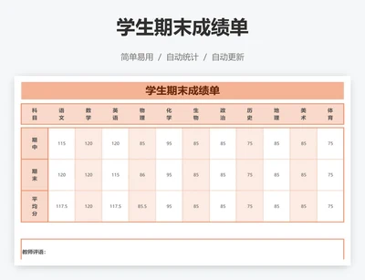 学生期末成绩单