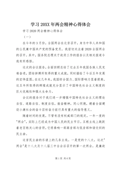 学习20XX年两会精神心得体会 (2).docx