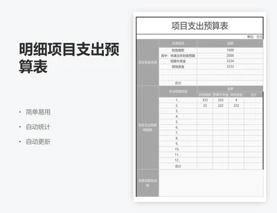 明细项目支出预算表