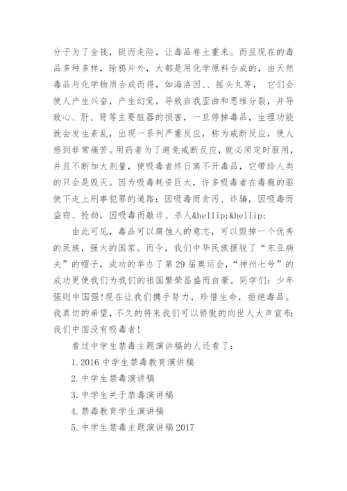 中学生禁毒主题演讲稿.docx
