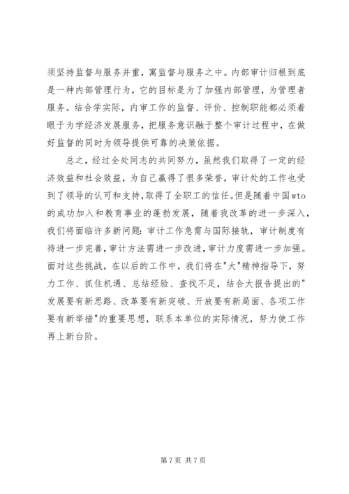 审计处党委班子工作小结.docx