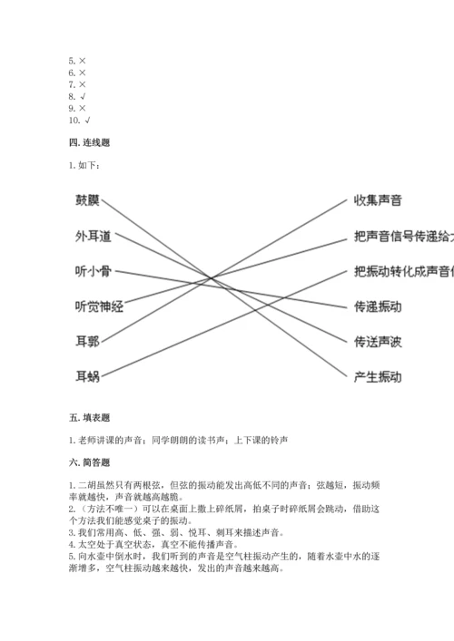 教科版科学四年级上册第一单元《声音》测试卷完整.docx