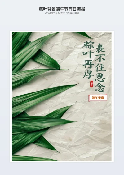 粽叶背景端午节节日海报