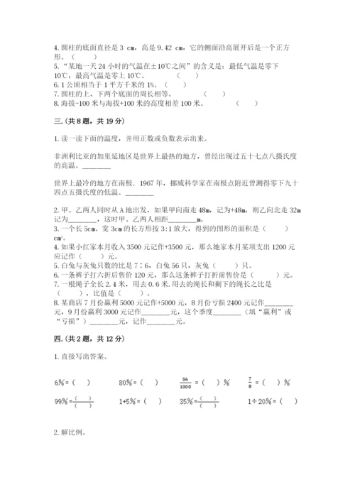 人教版数学六年级下册试题期末模拟检测卷带答案（培优）.docx