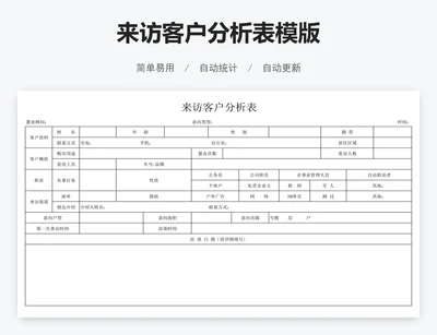 来访客户分析表模版