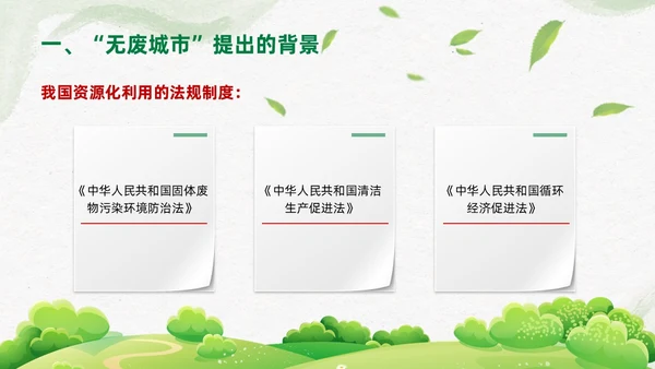 简约插画环保从无废城市走向无废社会课件PPT