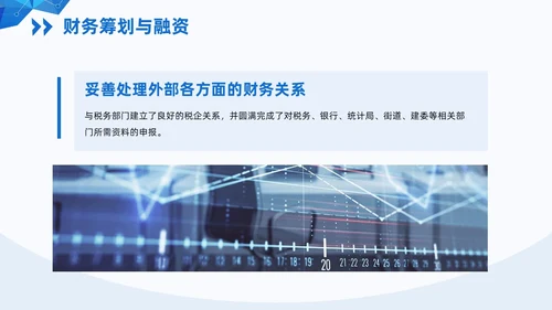 蓝色简约风形状向上线条财务年终总结汇报PPT模板