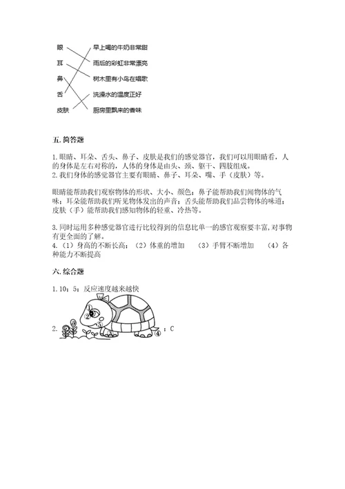 教科版科学二年级下册第二单元《我们自己》测试卷及答案基础提升