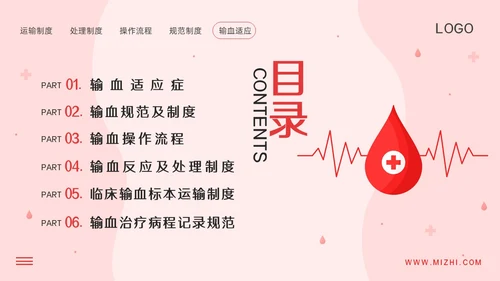 红色插画输血制度PPT模板宣传PPT动态PPT医疗护理
