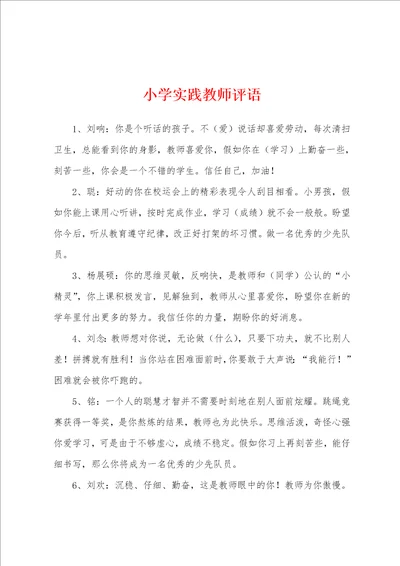 小学实践教师评语