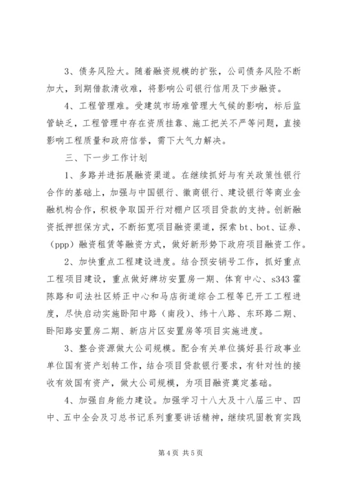 乡镇城投公司年度工作总结和工作计划.docx