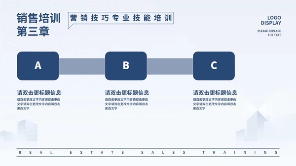 蓝色微立体房地产销售培训PPT模板