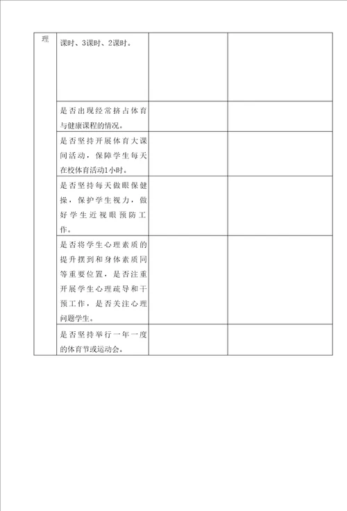 2022中小学校“双减“五项管理工作督查自查表