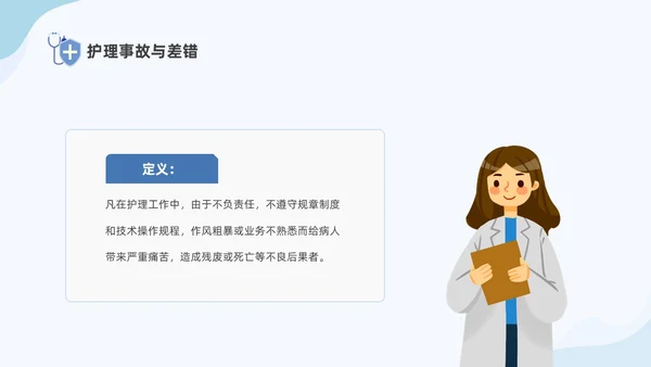 蓝色商务简约插画风医疗护理不良事件报告制度ppt
