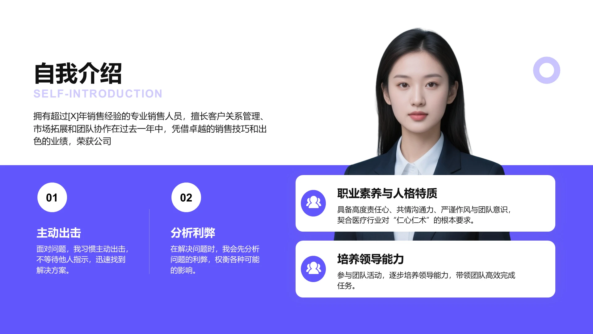 蓝色简约风含图片个人介绍PPT关系页