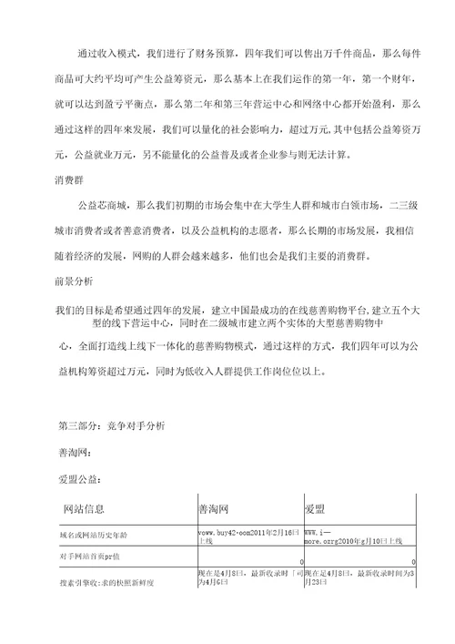 公益商城商业计划书