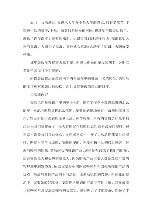 推销员实践报告范文3篇