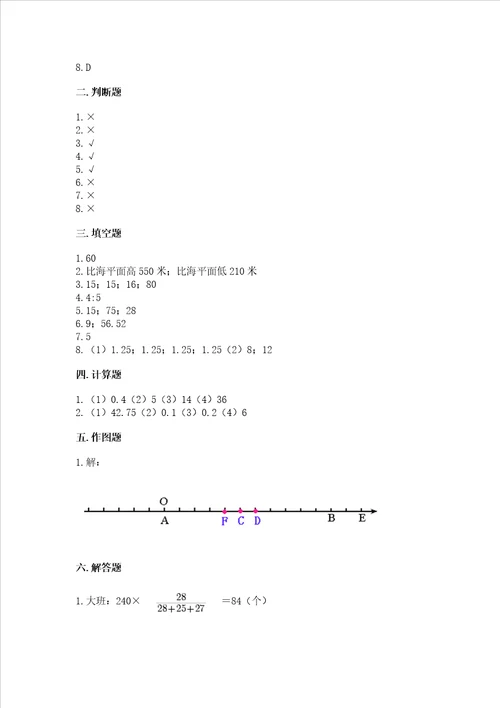 小学毕业会考数学试卷附参考答案满分必刷