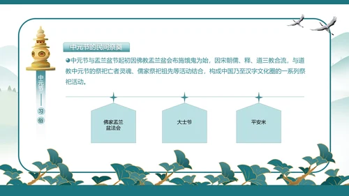 中元节祭祖佛塔舍利塔PPT模板