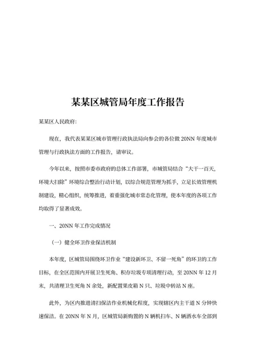 城管局年度工作报告word模板