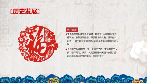 典雅中国风春节习俗传统文化PPT课件