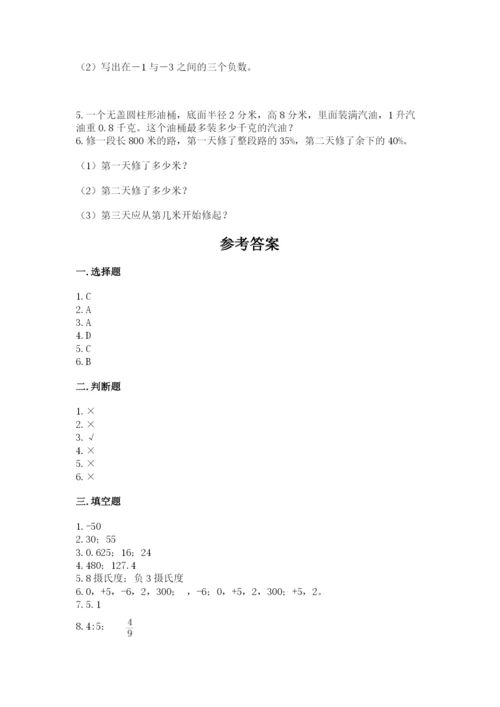 廊坊市固安县六年级下册数学期末测试卷含答案.docx