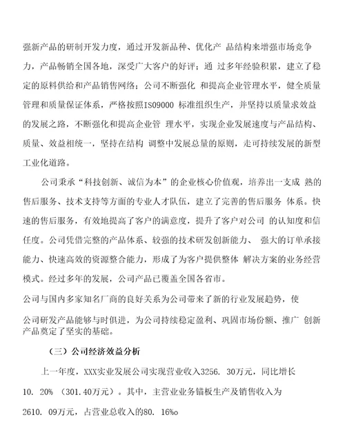 锚板投资建设项目开发计划分析