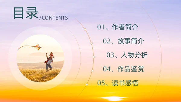 浅色渐变简约风追风筝的人教育PPT模板读书分享