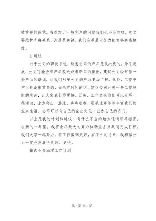 精选业务助理工作计划.docx