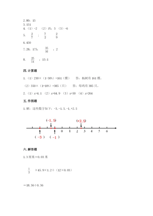 常山县六年级下册数学期末测试卷（典优）.docx