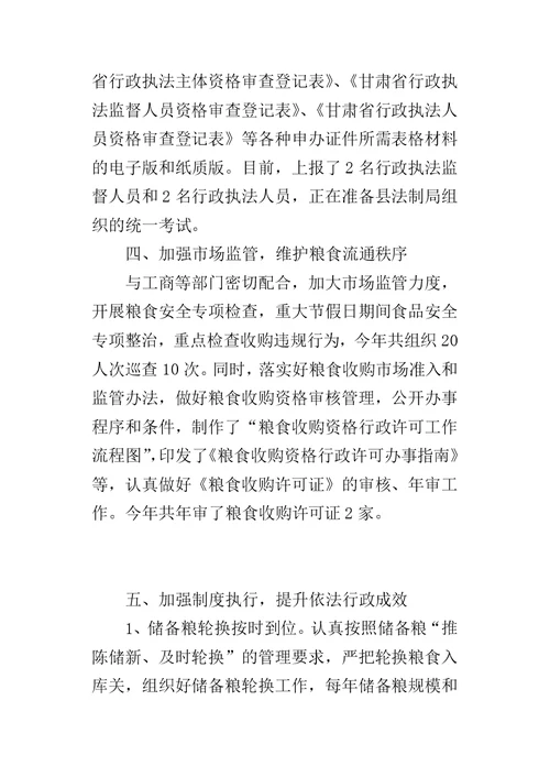 县粮食局依法行政的工作总结
