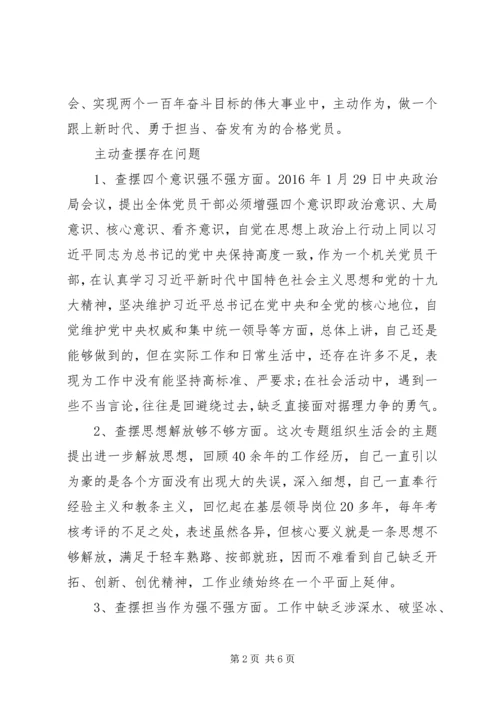 激励新时代新担当新作为组织生活会个人对照查摆剖析材料与整改措施.docx