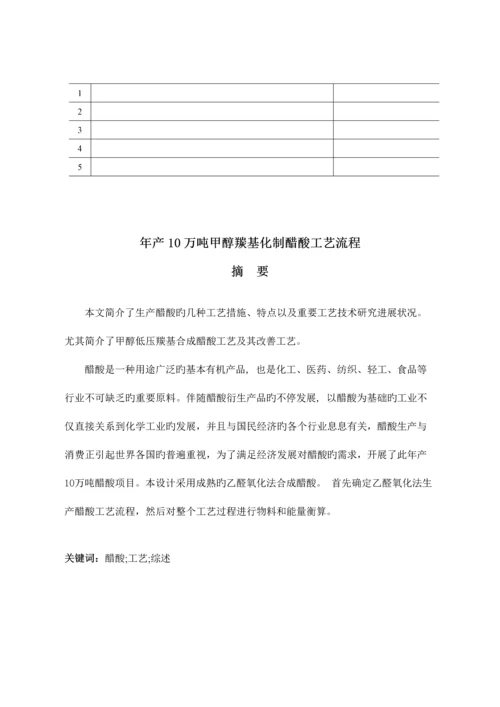 年产万吨甲醇羰基化制醋酸工艺流程.docx