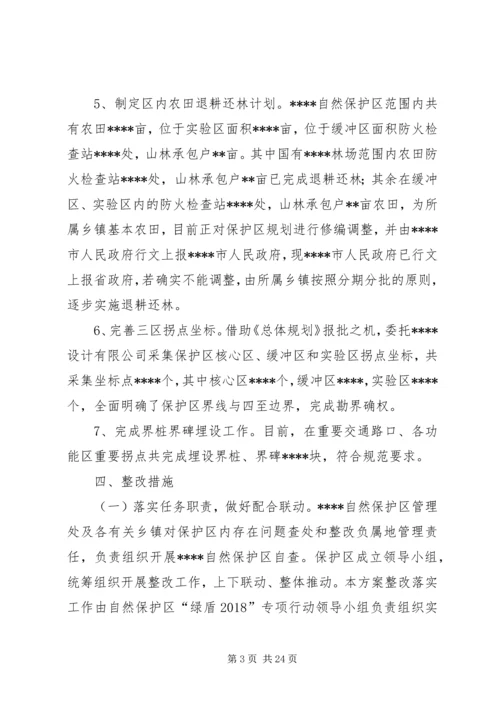 自然保护区“绿盾20XX年”专项行动整改落实方案.docx