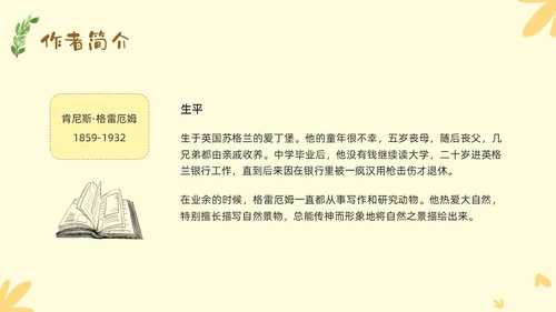 黄色插画森林柳林风声读书报告PPT课件读书分享