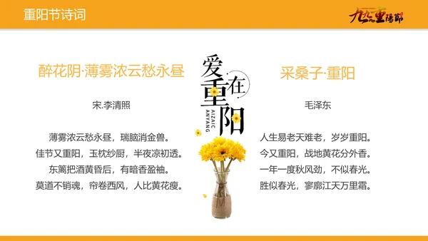 中国风卡通重阳节教学介绍PPT模板
