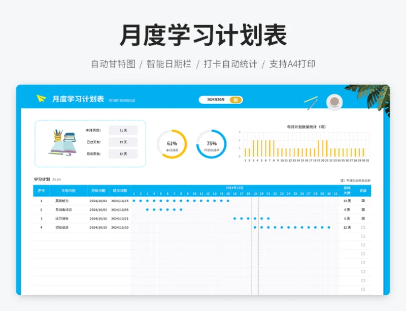 月度学习计划表