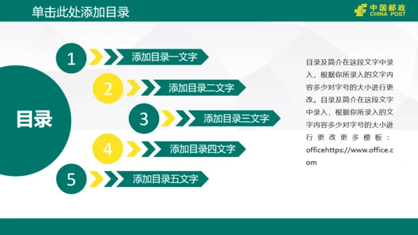 中国邮政储蓄银行工作汇报通用PPT模版