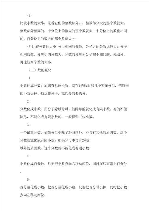 苏教版小学六年级总复习知识点整理完整版