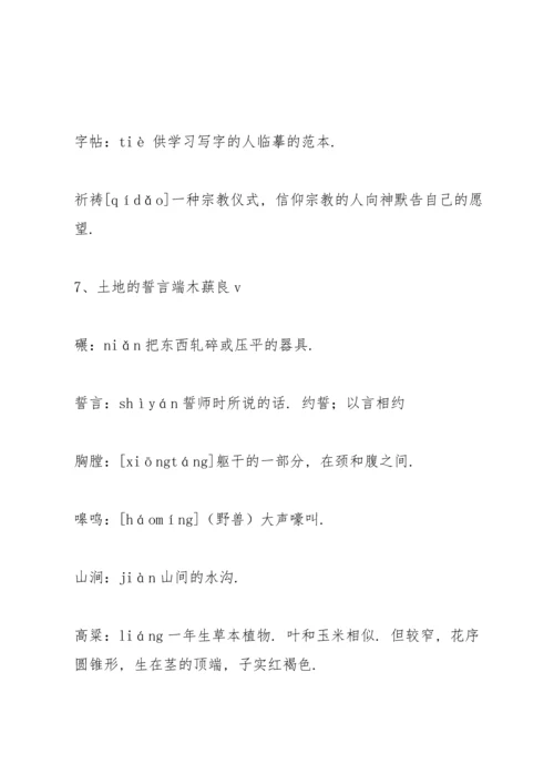 部编版七年级下册课后生字词拼音及解释.docx