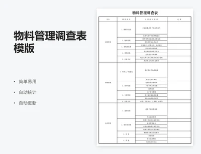 物料管理调查表模版