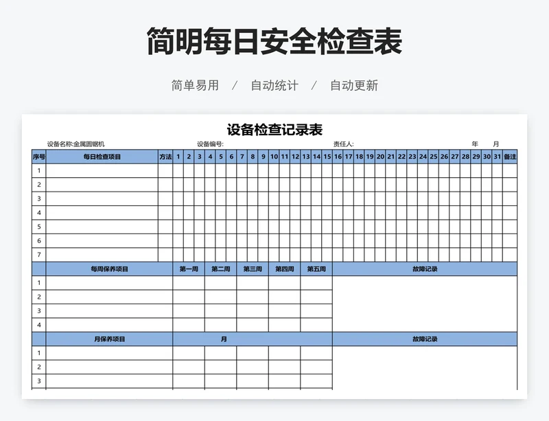 简明每日安全检查表