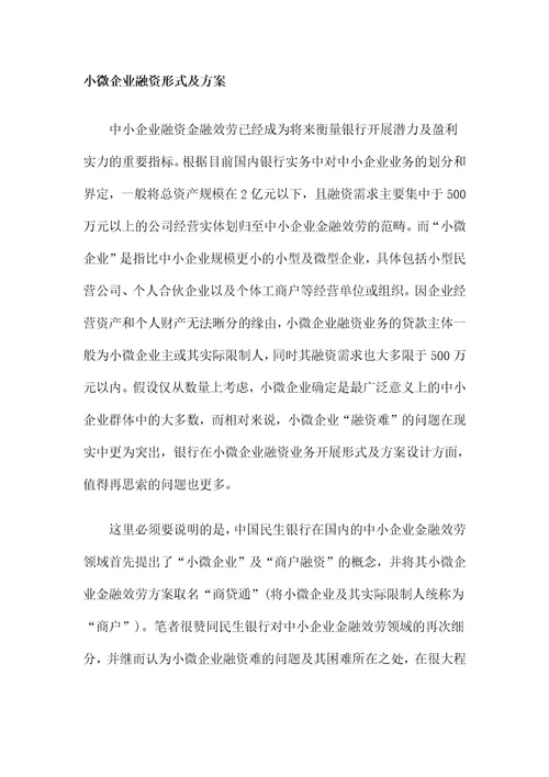 小微企业融资模式及方案资料