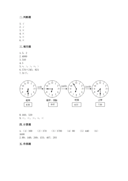 人教版三年级上册数学期中测试卷含答案（培优b卷）.docx