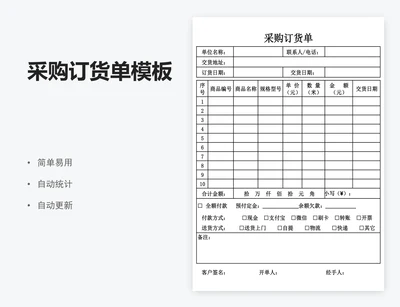 采购订货单模板
