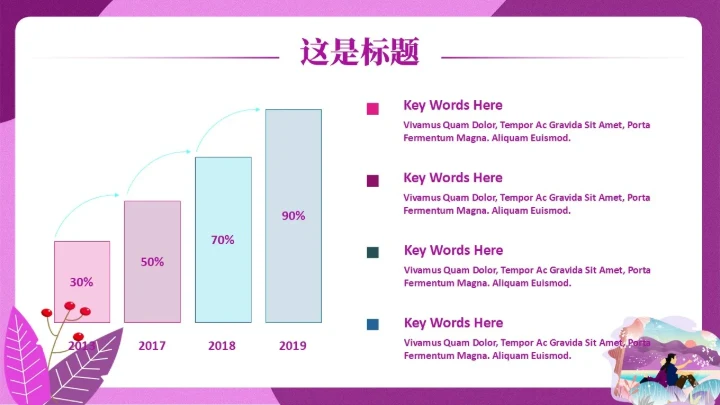 紫色梦幻背靠背通用PPT模板