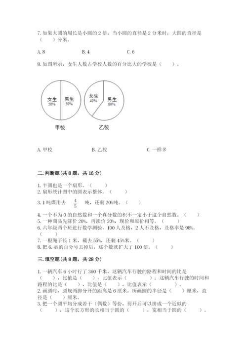 人教版六年级上册数学期末测试卷带答案（预热题）.docx