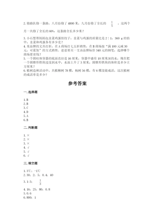 平川区六年级下册数学期末测试卷精品附答案.docx